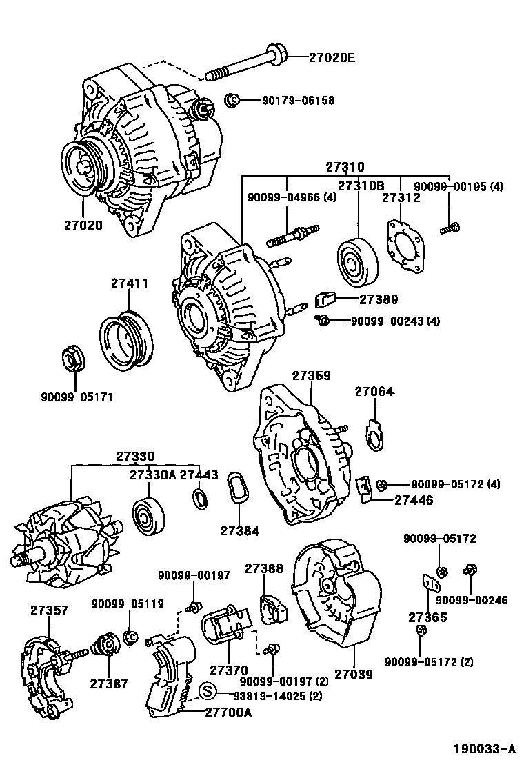 Toyota CAMRY Alternator EPC diagram — 190033A