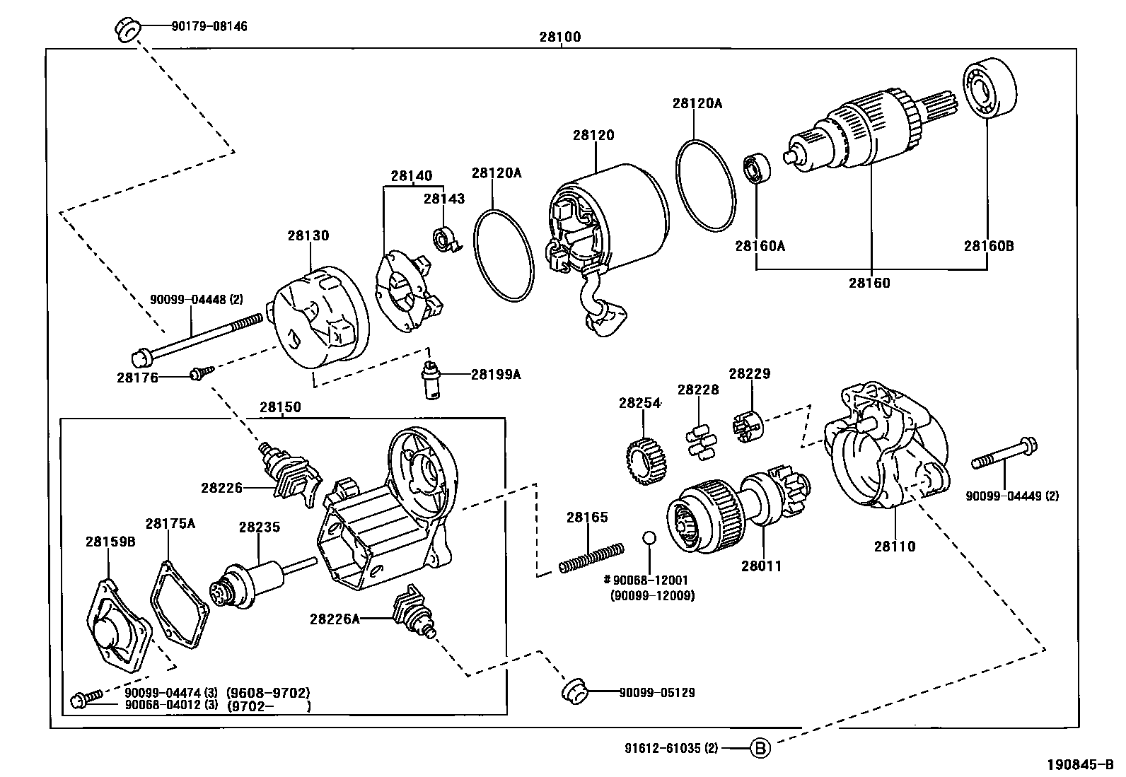 Toyota CAMRY 起动机 EPC diagram — 190845B