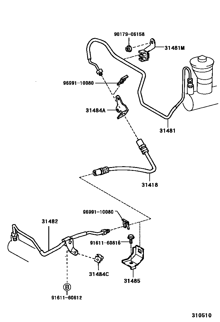 Toyota CAMRY 离合器踏板和挠性软管 EPC diagram — 310510