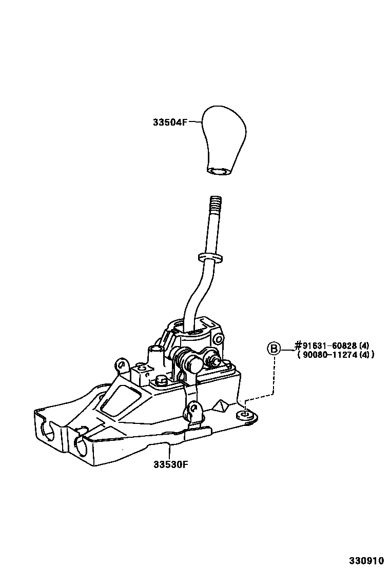 Toyota CAMRY Shift Lever & Retainer EPC diagram — 330910