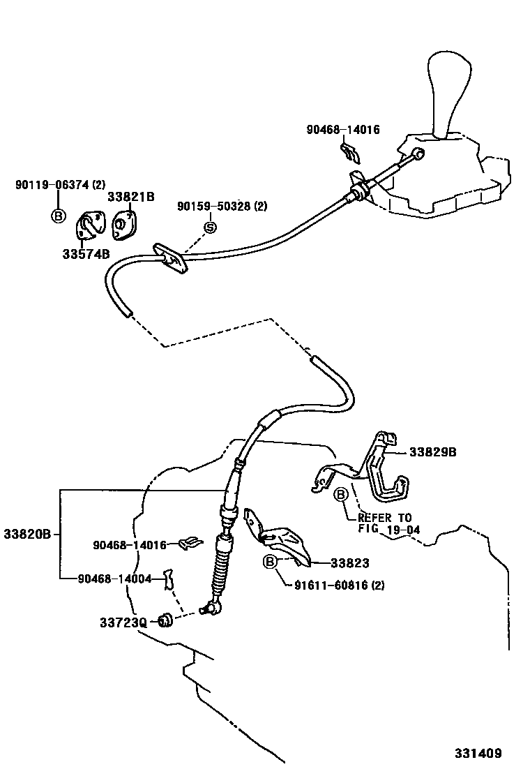 Toyota CAMRY Shift Lever & Retainer EPC diagram — 331409