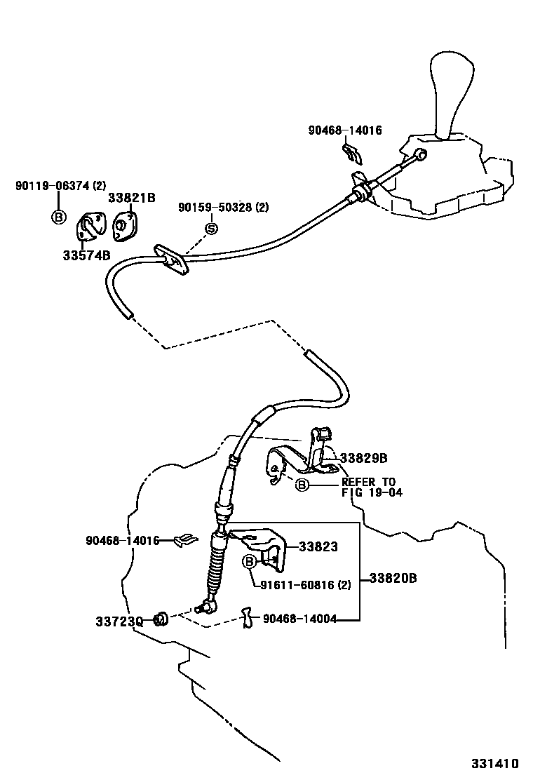 Toyota CAMRY Shift Lever & Retainer EPC diagram — 331410