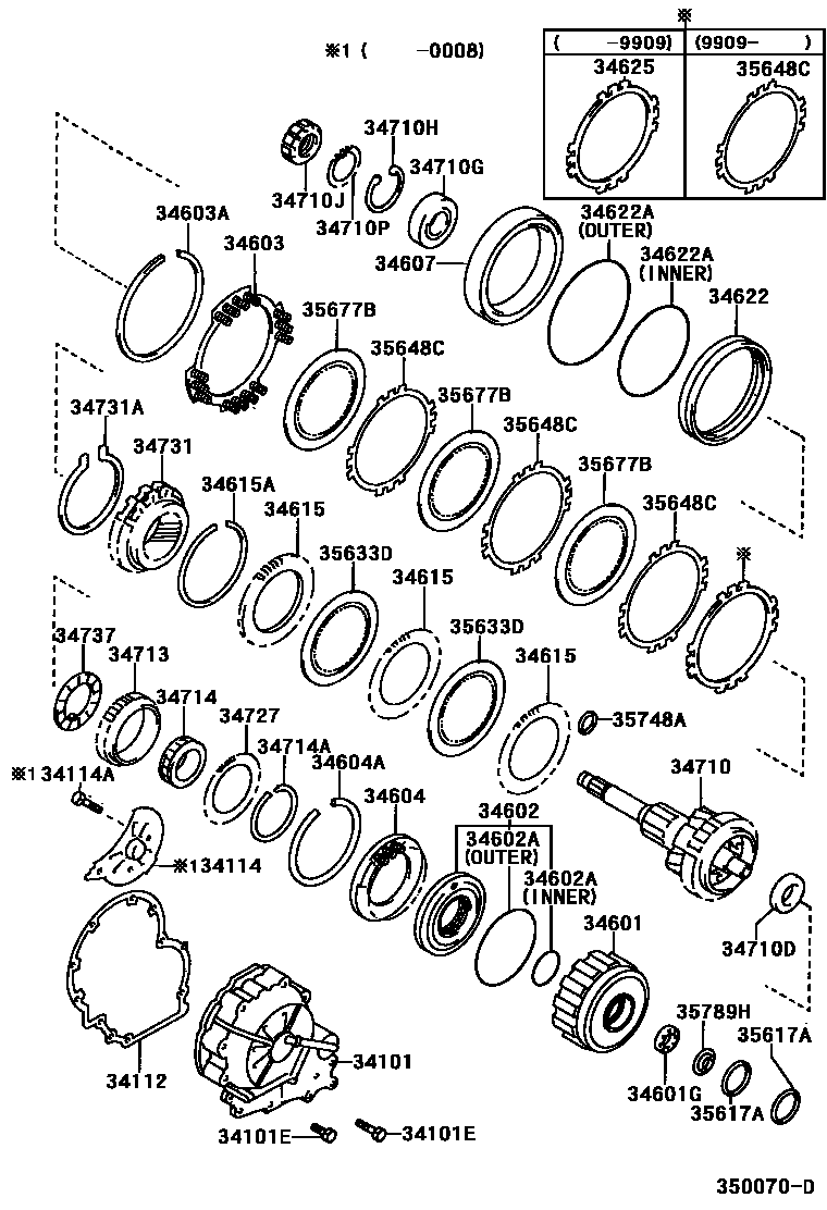 Toyota CAMRY 超速档齿轮(ATM) EPC diagram — 350070D