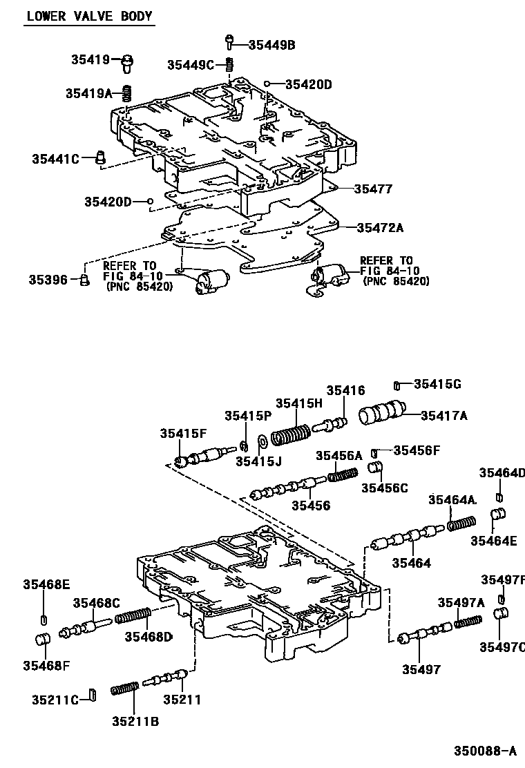 Toyota CAMRY 阀体和滤油网(ATM) EPC diagram — 350088A