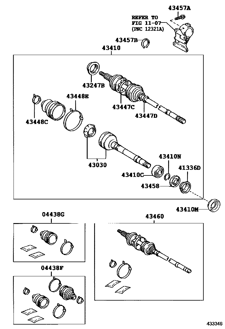 Toyota CAMRY Front Drive Shaft EPC diagram — 433346
