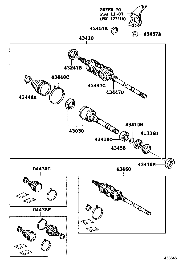 Toyota CAMRY Front Drive Shaft EPC diagram — 433348