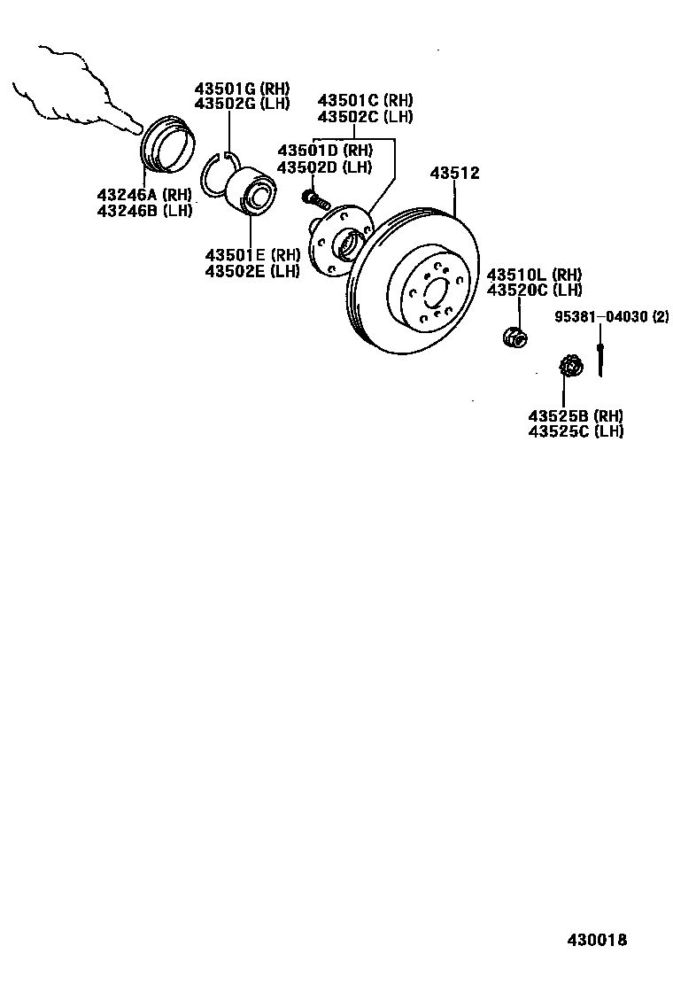 Toyota CAMRY Front Axle Hub EPC diagram — 430018