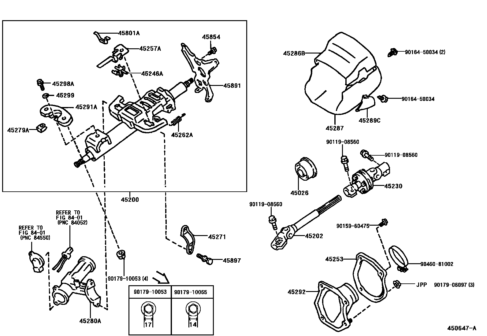 Toyota CAMRY Steering Column & Shaft EPC diagram — 450647A