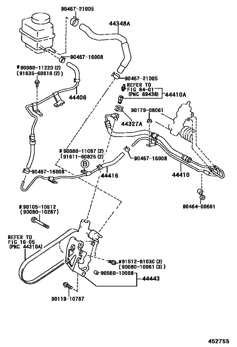 Toyota CAMRY 动力转向配管 EPC diagram — 452755