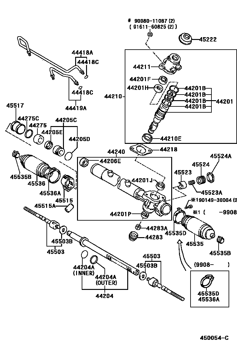 Toyota CAMRY 前转向齿轮和连杆 EPC diagram — 450054C