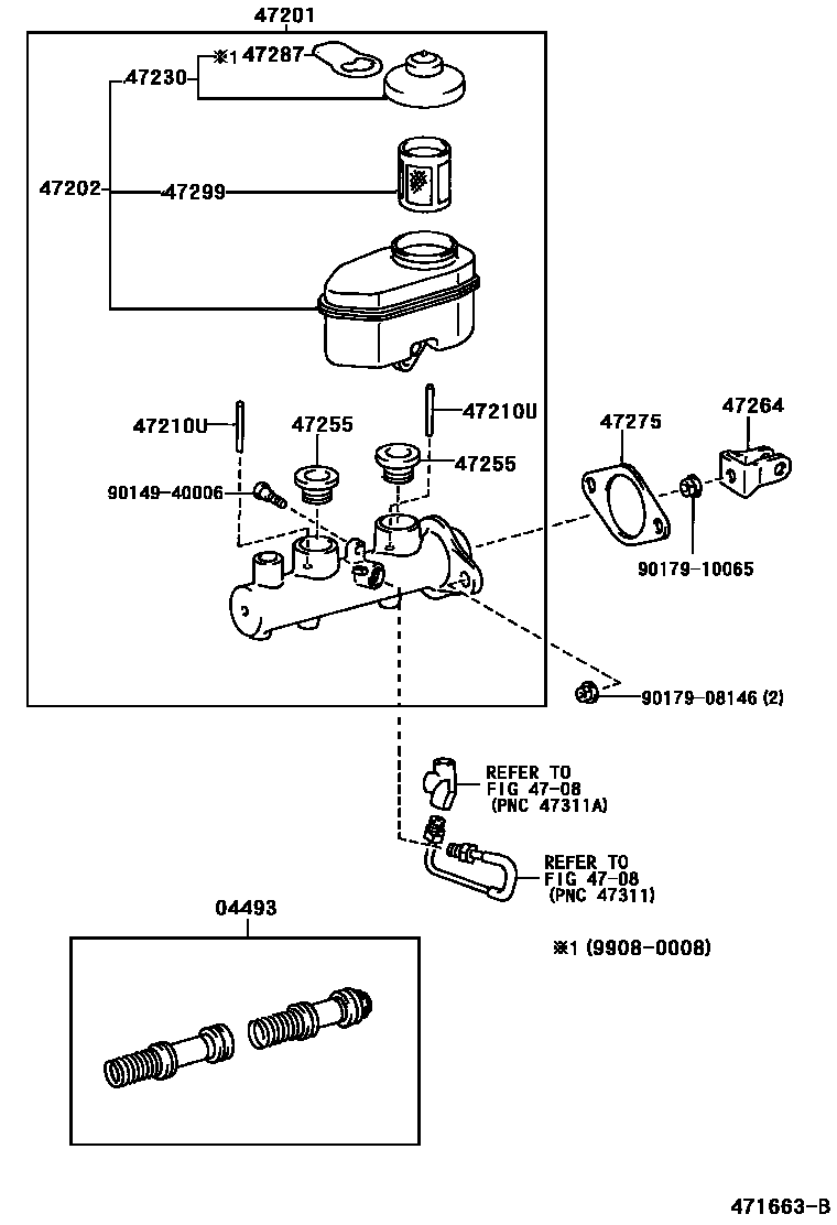 Toyota CAMRY 制动总泵 EPC diagram — 471663B