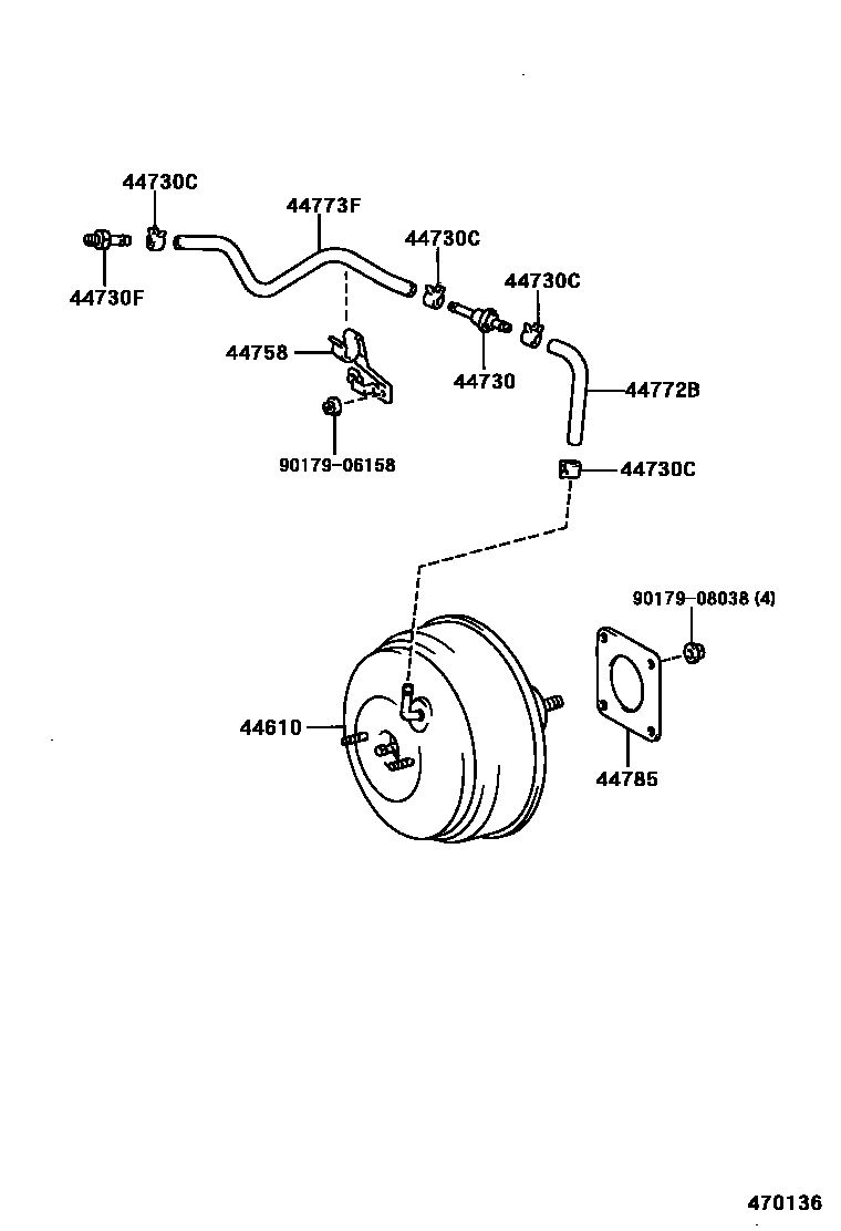 Toyota CAMRY 制动助力器和真空管 EPC diagram — 470136
