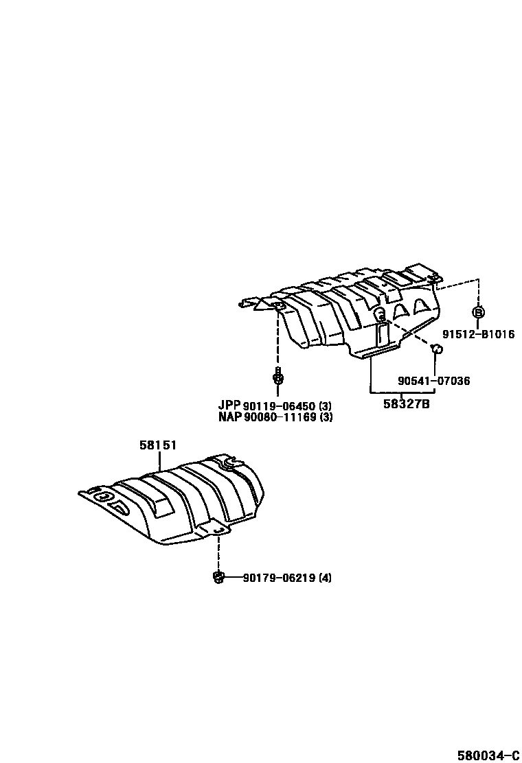 Toyota CAMRY 地板隔热垫 EPC diagram — 580034C