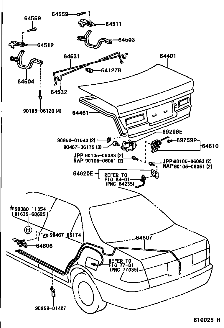 Toyota CAMRY 行李箱门和行李箱锁 EPC diagram — 610025H