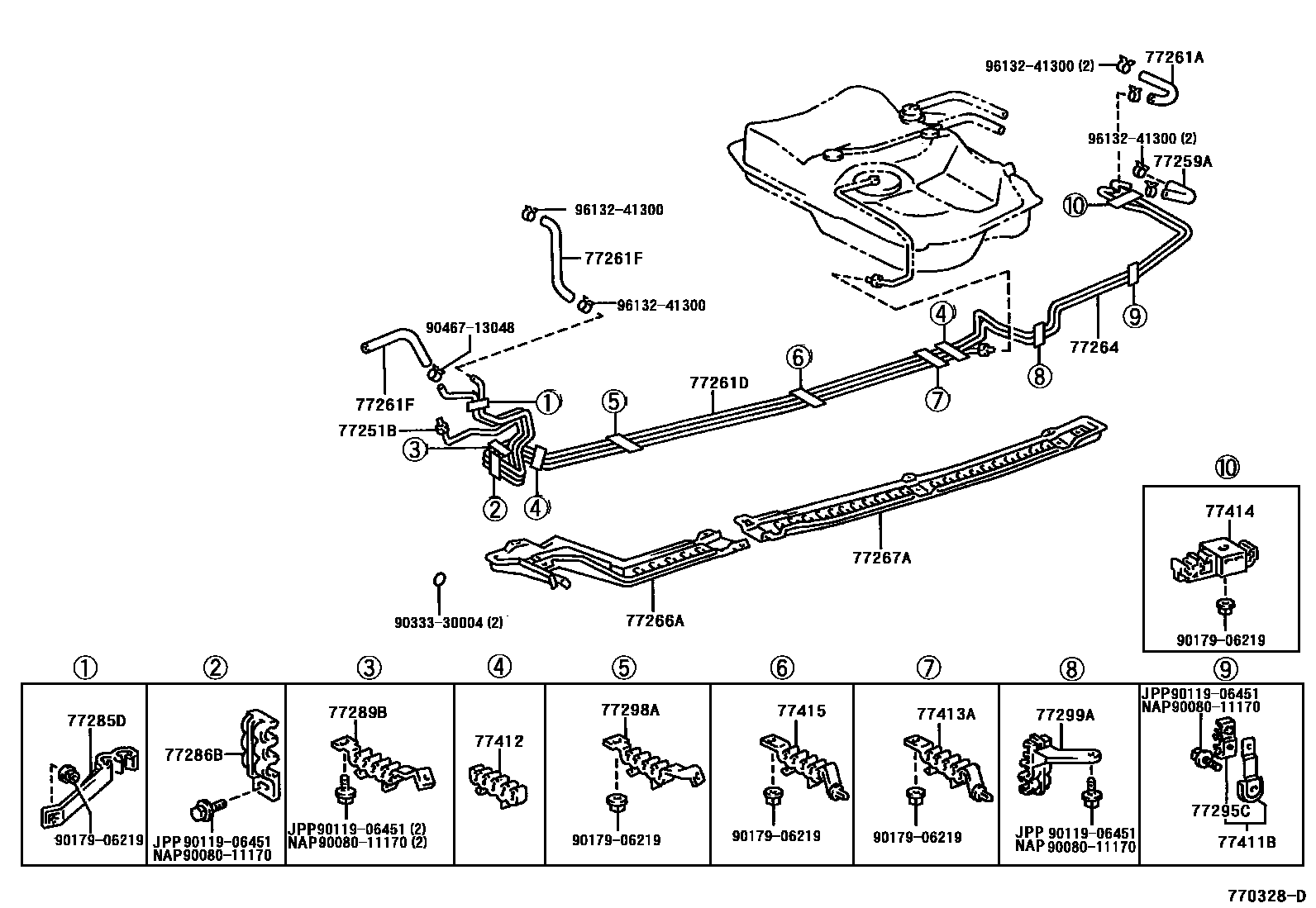 Toyota CAMRY 燃油箱和燃油管 EPC diagram — 770328D