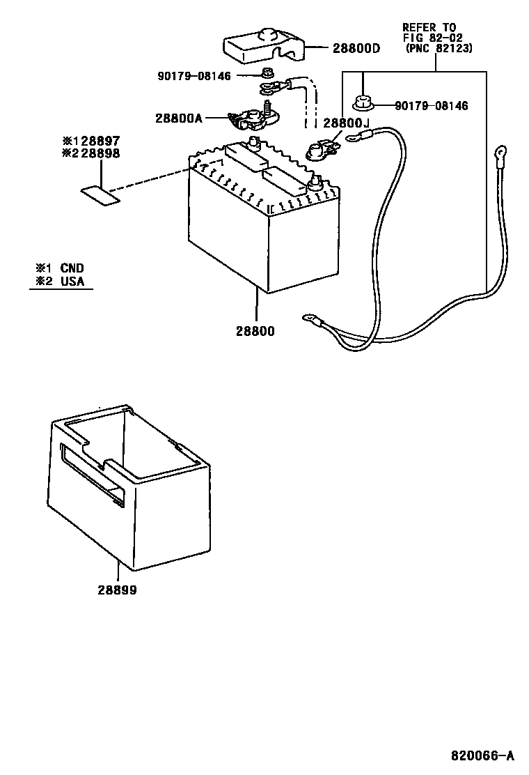 Toyota CAMRY 蓄电池和蓄电池电缆 EPC diagram — 820066A