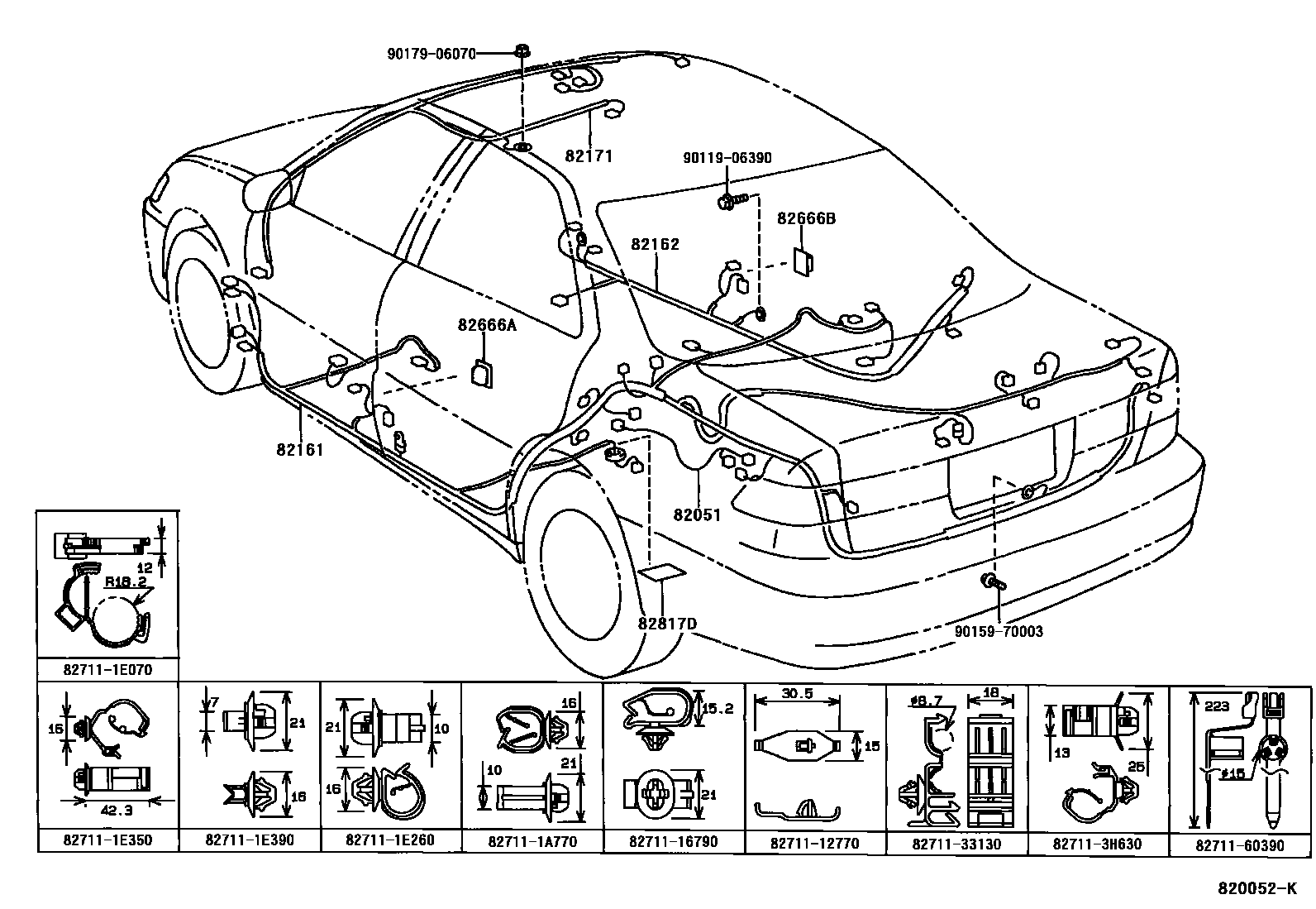 Toyota CAMRY 线束和卡夹 EPC diagram — 820052K