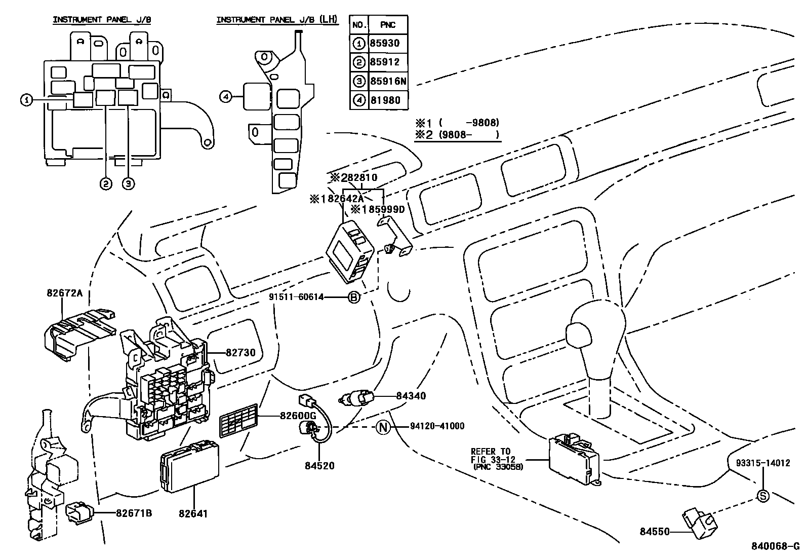 Toyota CAMRY 开关和继电器和ECU EPC diagram — 840068G