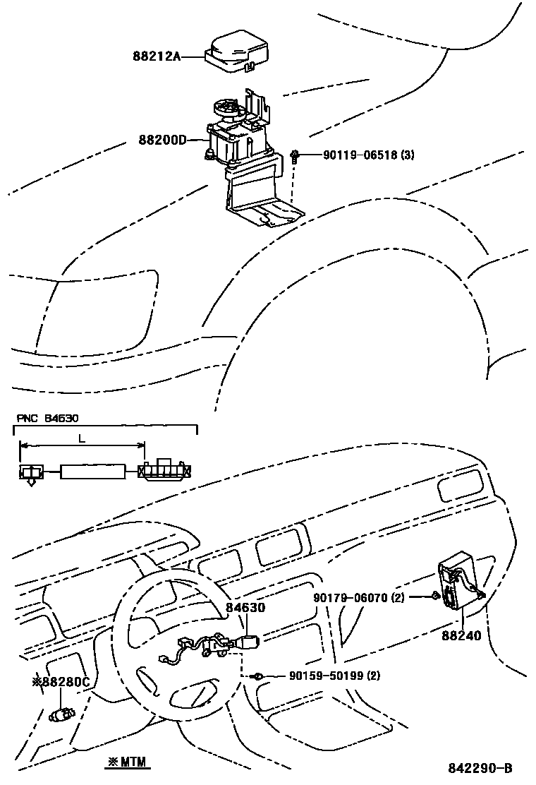 Toyota CAMRY 巡航控制(自动行驶) EPC diagram — 842290B