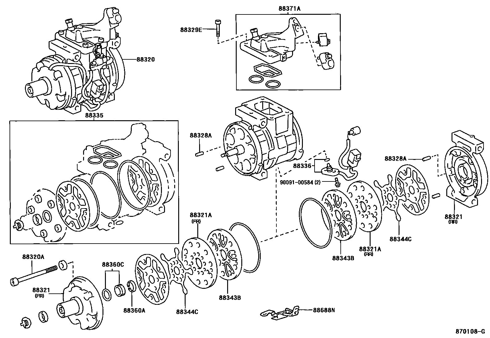 Toyota CAMRY Heating & Air Conditioning - Compressor EPC diagram — 870108G