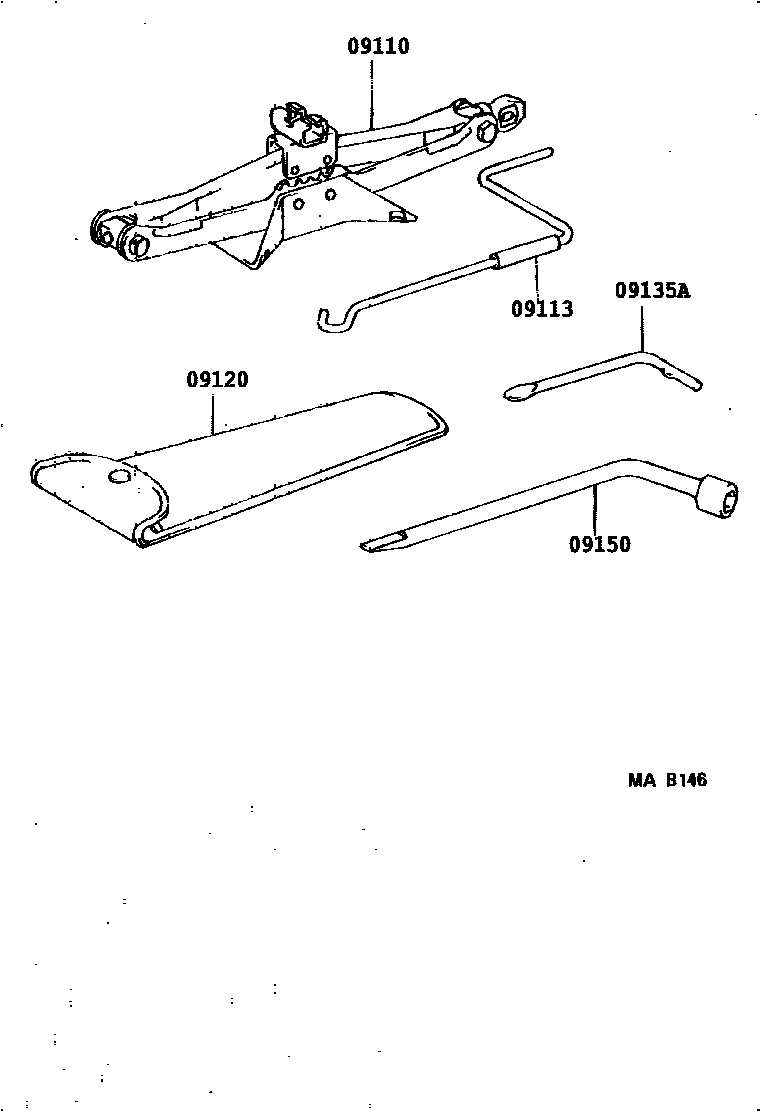 Toyota CAMRY Standard Tools EPC diagram — 090587