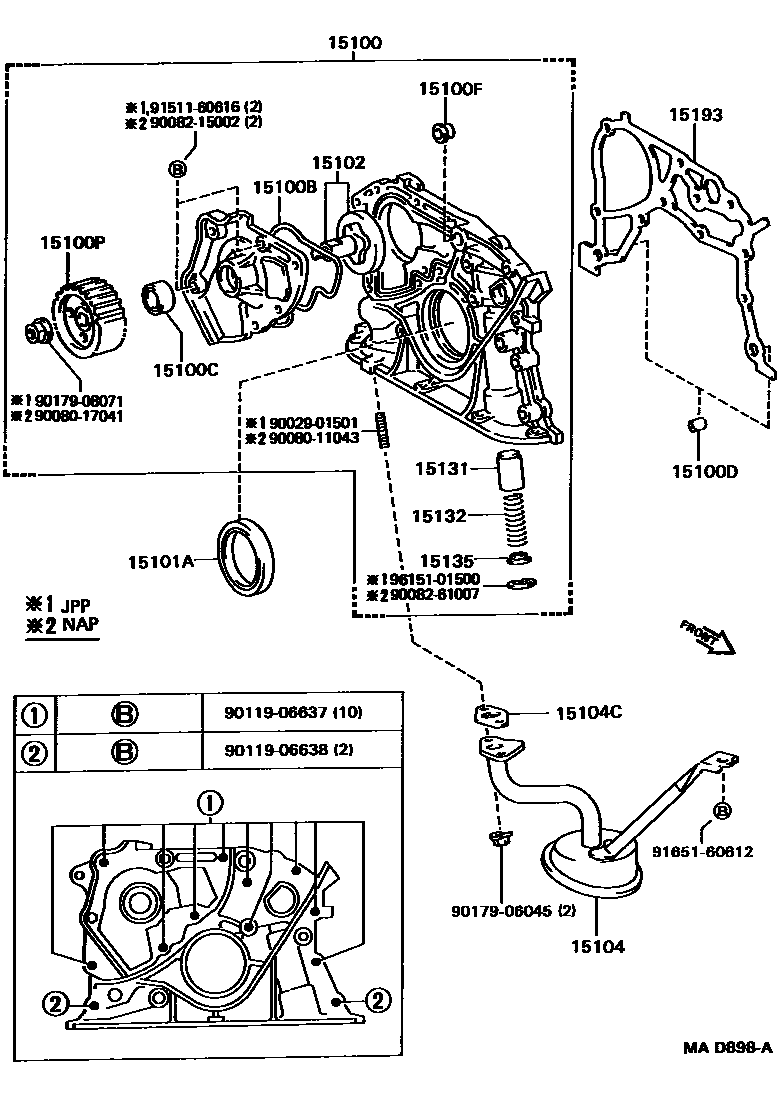 Toyota CAMRY Engine Oil Pump EPC diagram — MAD898A