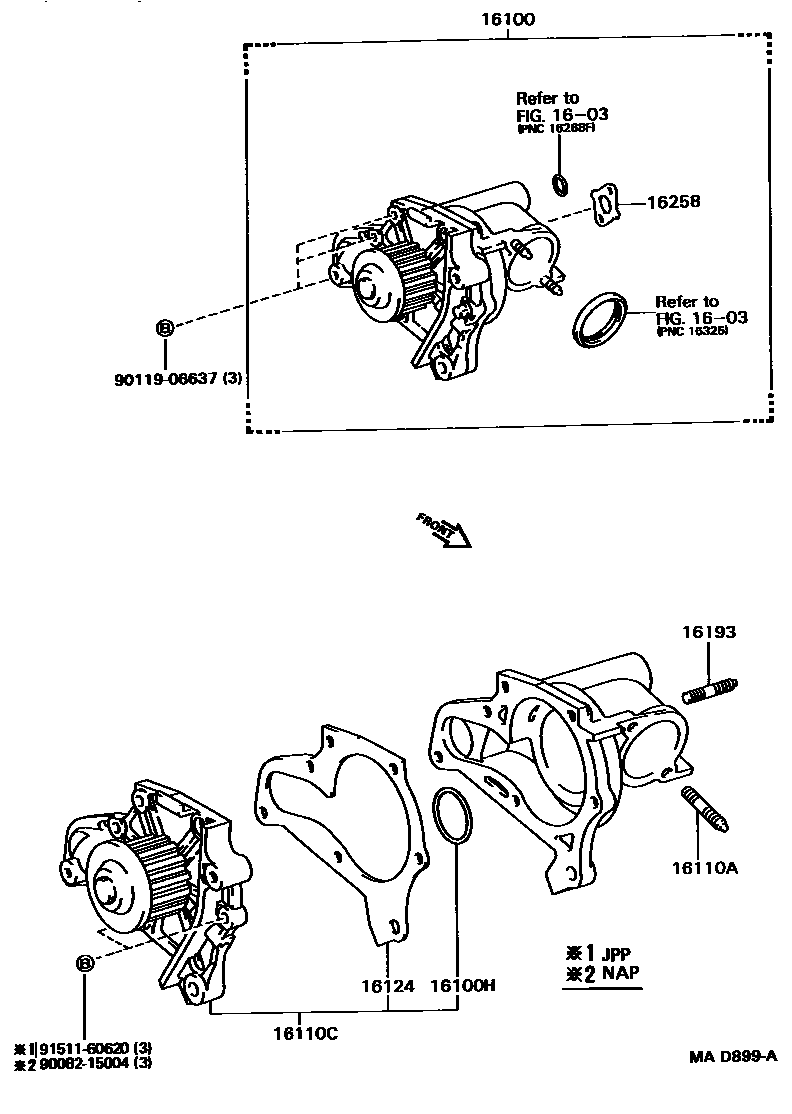 Toyota CAMRY Water Pump EPC diagram — MAD899A