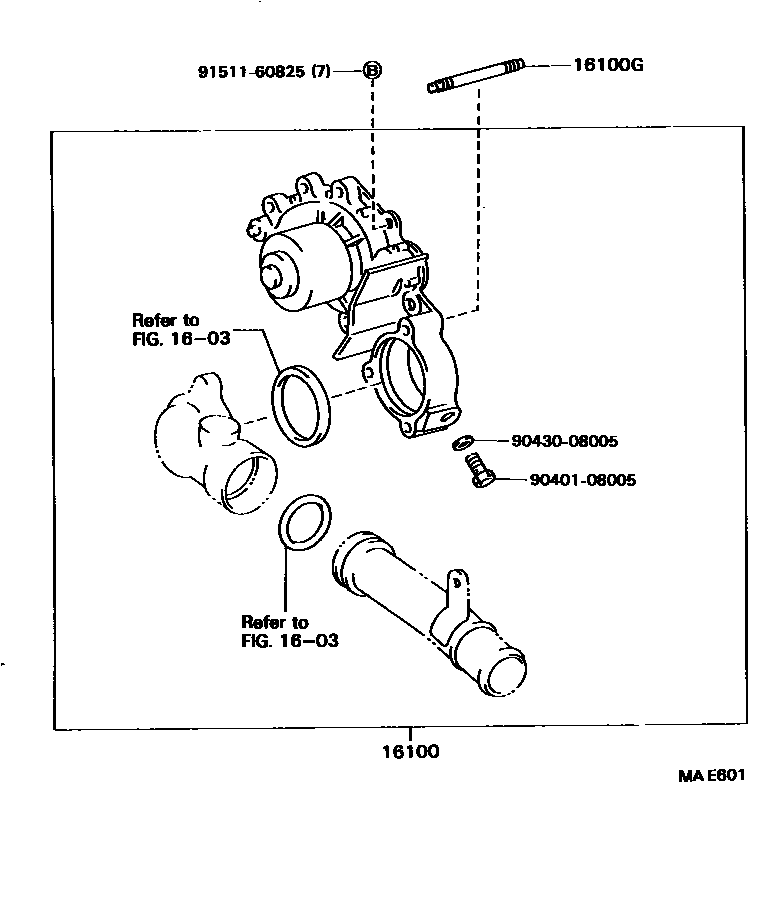 Toyota CAMRY Water Pump EPC diagram — MAE601