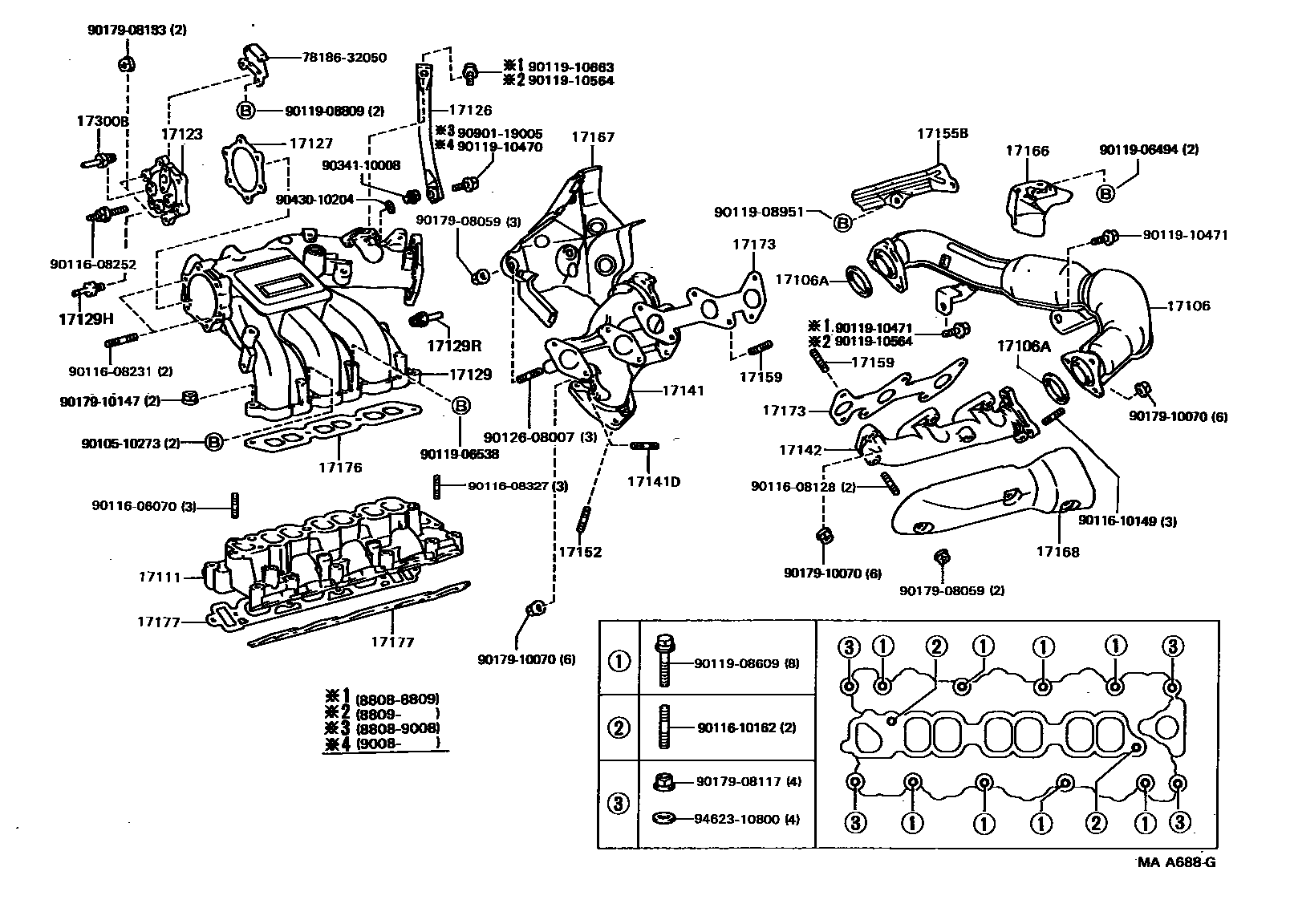 Toyota CAMRY Manifold EPC diagram — MAA688G