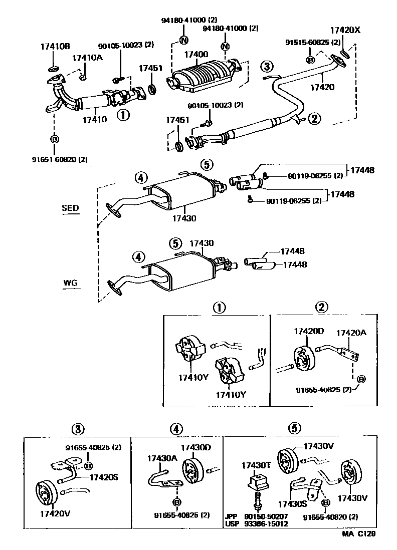 Toyota CAMRY Exhaust Pipe EPC diagram — MAC129