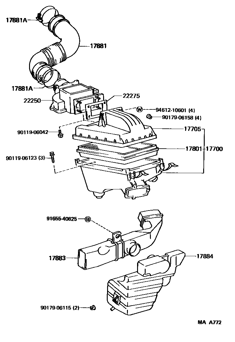 Toyota CAMRY Air Cleaner EPC diagram — MAA772