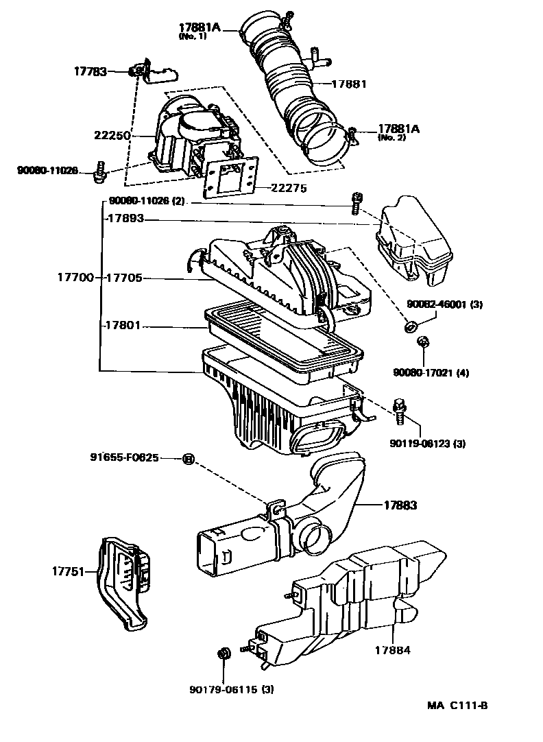 Toyota CAMRY Air Cleaner EPC diagram — MAC111B