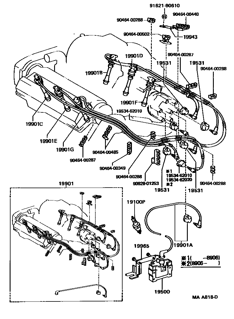Toyota CAMRY 点火线圈和火花塞 EPC diagram — MAA818D