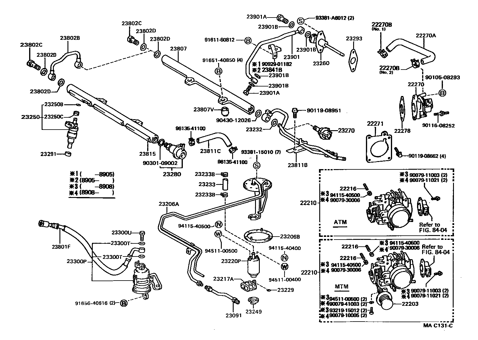 Toyota CAMRY 燃油喷射系统 EPC diagram — MAC131C