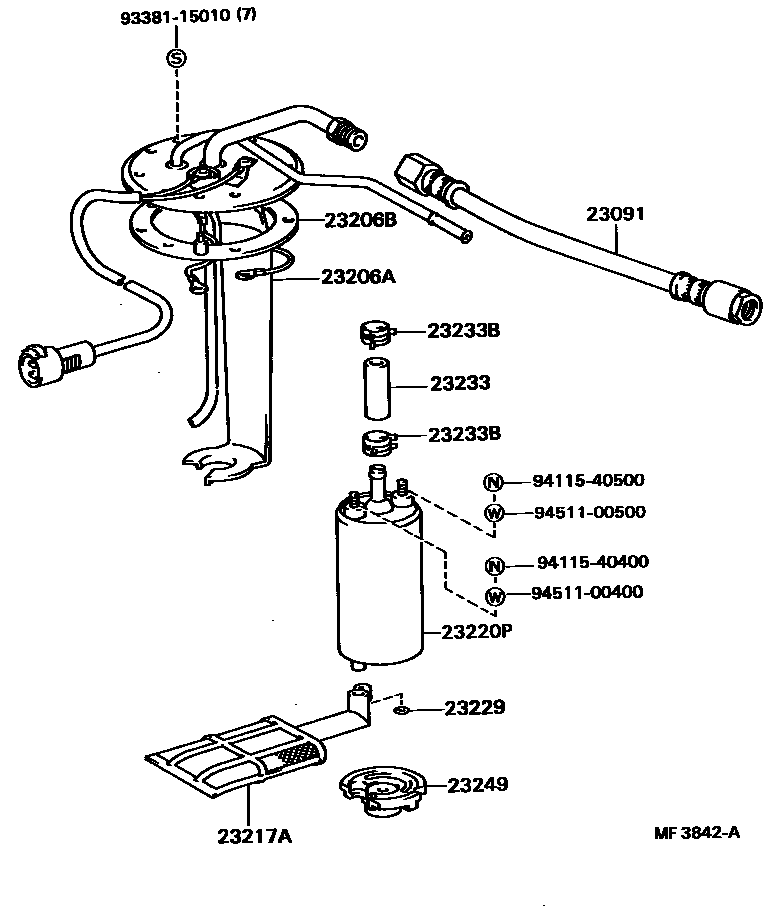 Toyota CAMRY 燃油喷射系统 EPC diagram — MF3842A