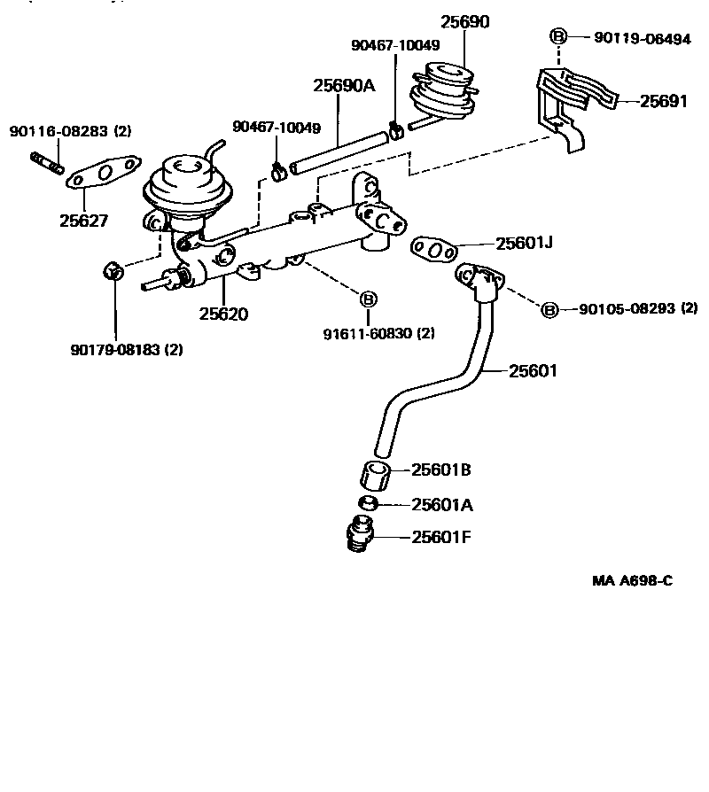 Toyota CAMRY 废气再循环系统 EPC diagram — MAA698C