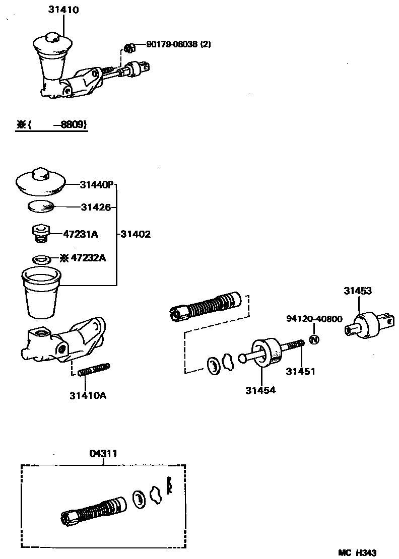Toyota CAMRY 离合器总泵 EPC diagram — MCH343