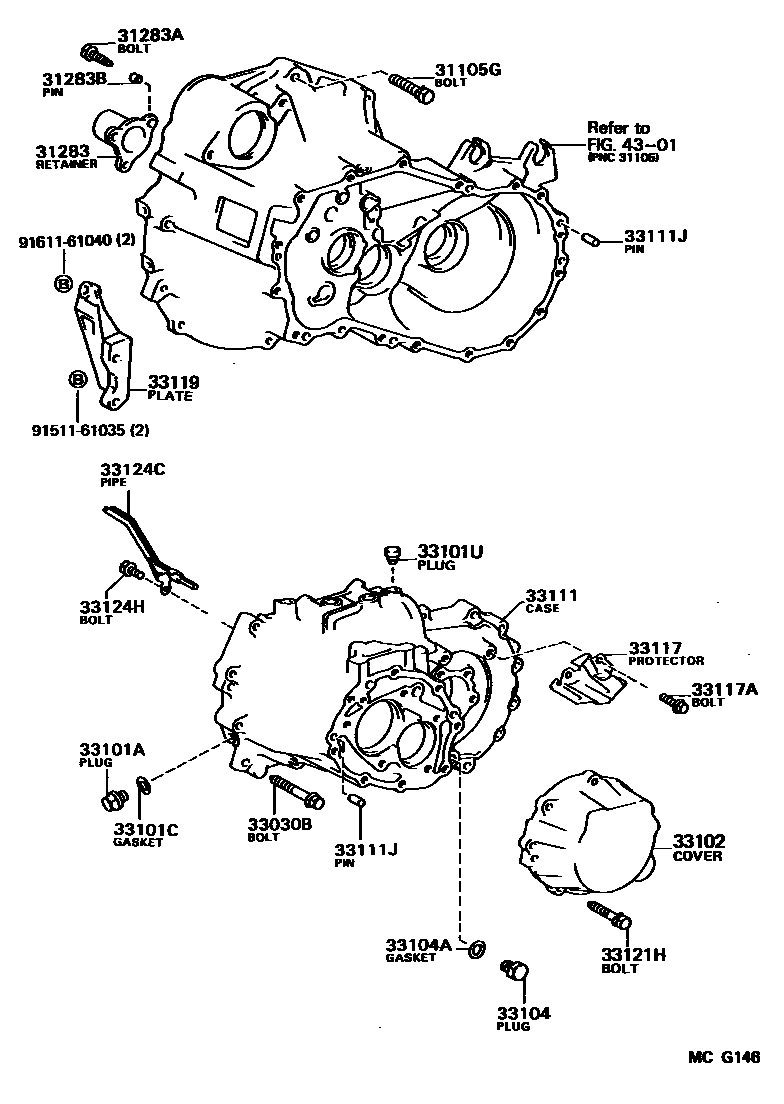 Toyota CAMRY 离合器壳和变速器壳(MTM) EPC diagram — MCG146