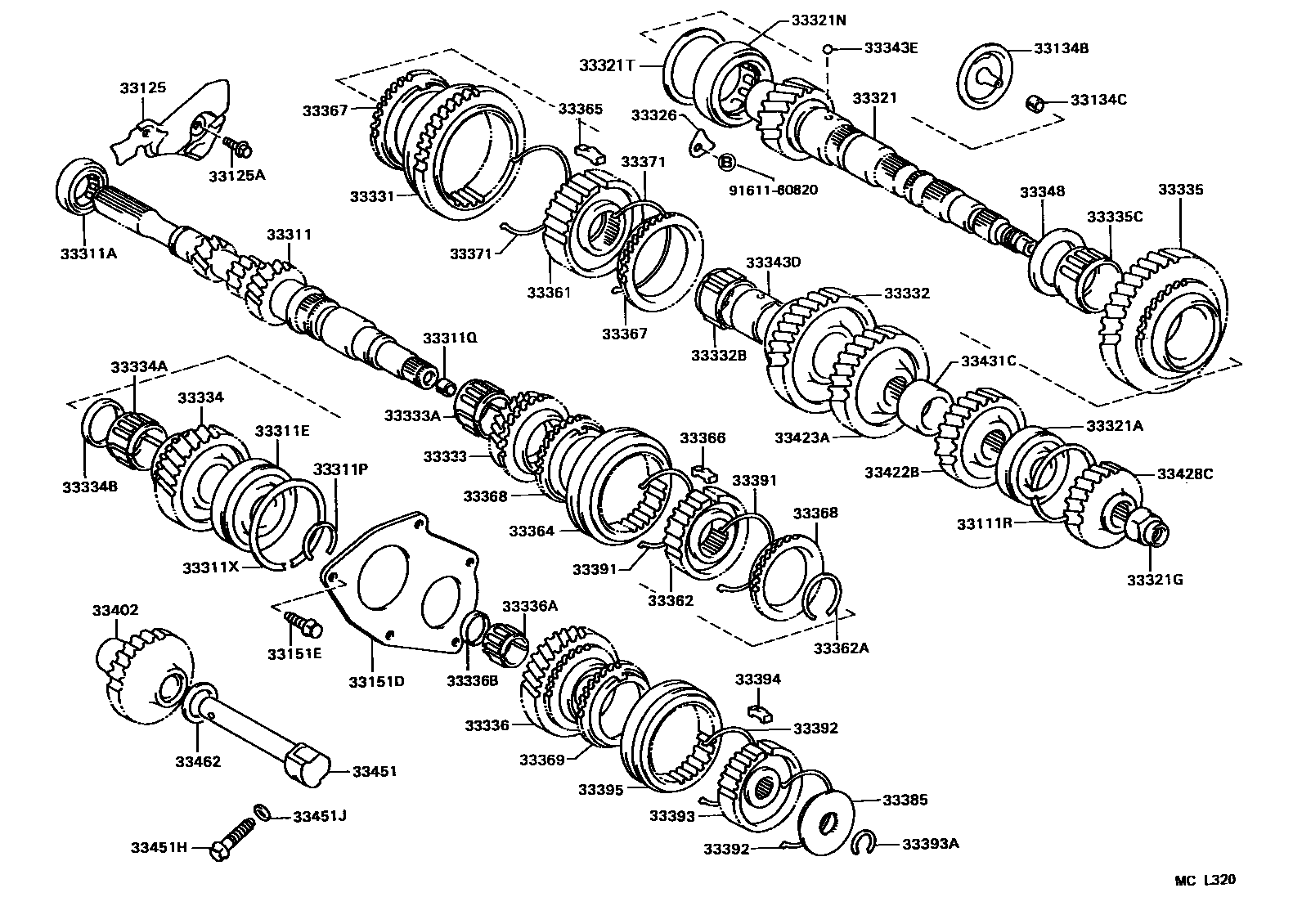 Toyota CAMRY 变速器齿轮(MTM) EPC diagram — MCL320