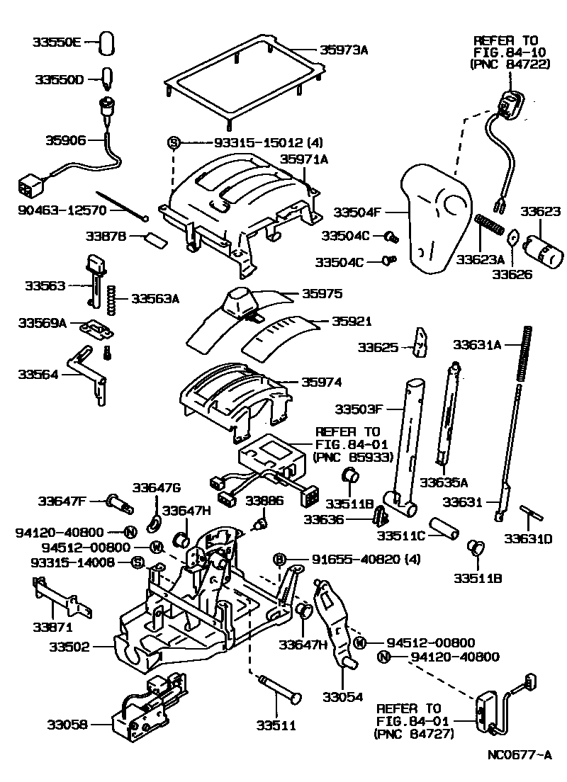 Toyota CAMRY Shift Lever & Retainer EPC diagram — NC0677A