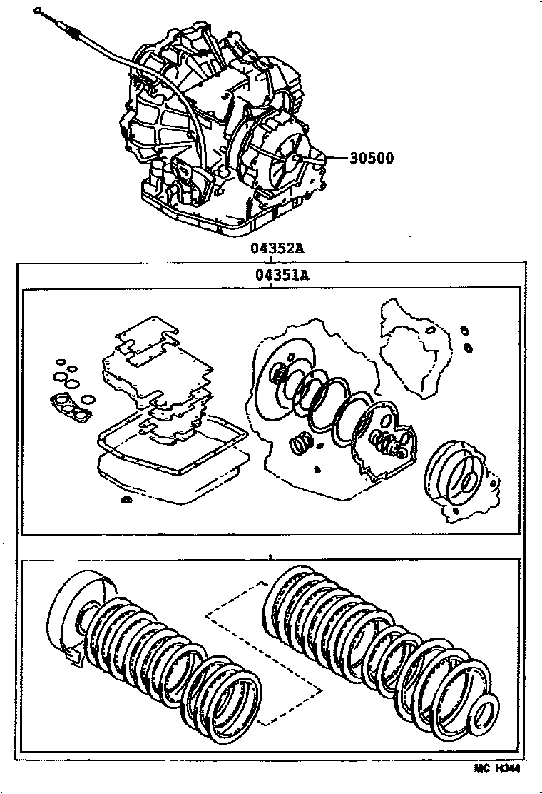 Toyota CAMRY 传动桥或变速器总成和衬垫组件(ATM) EPC diagram — 357947