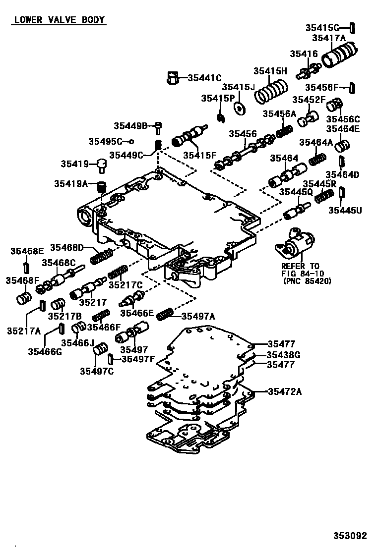 Toyota CAMRY 阀体和滤油网(ATM) EPC diagram — 353092