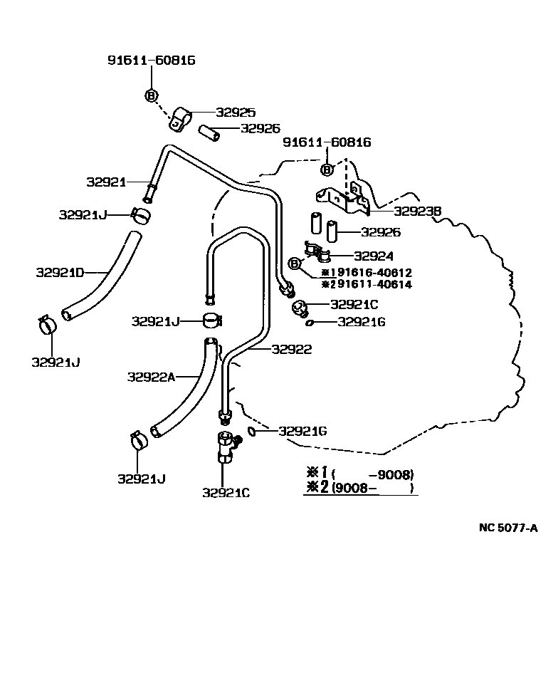 Toyota CAMRY 变速器油冷却器和配管(ATM) EPC diagram — NC5077A