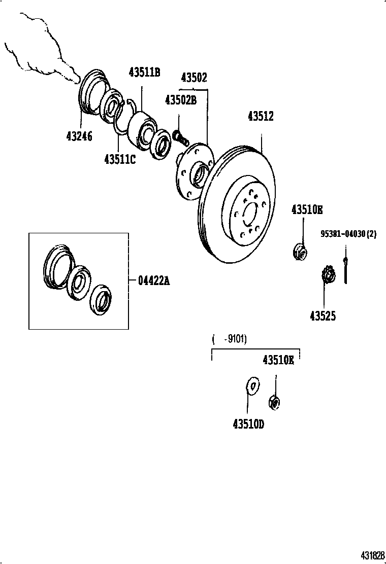 Toyota CAMRY Front Axle Hub EPC diagram — 431828B
