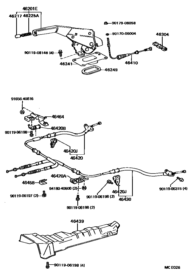 Toyota CAMRY Parking Brake & Cable EPC diagram — MCE026