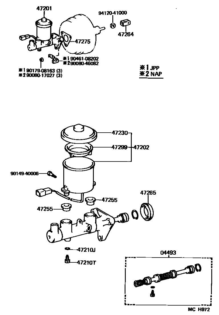 Toyota CAMRY 制动总泵 EPC diagram — MCH972