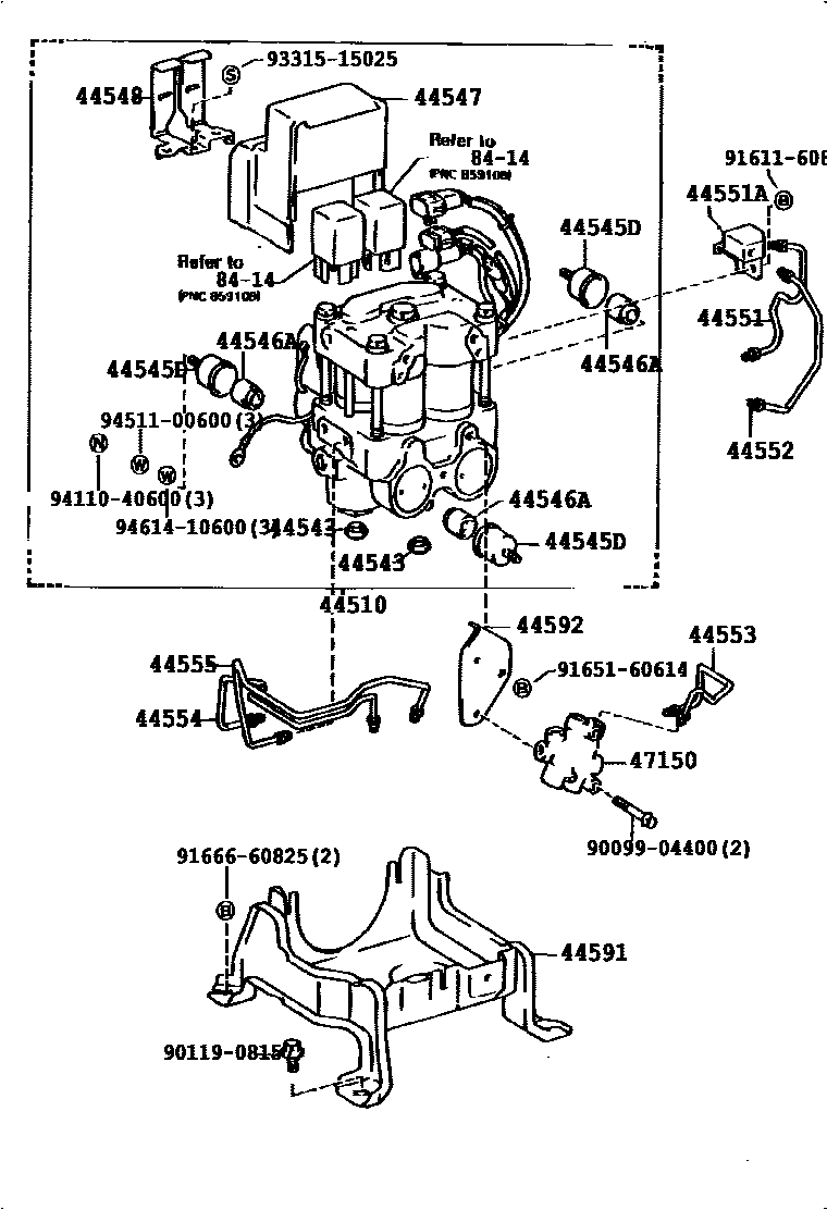 Toyota CAMRY 制动配管和卡箍 EPC diagram — 477504