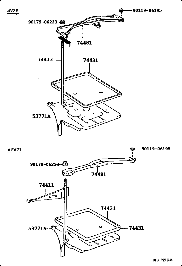 Toyota CAMRY battery holder EPC diagram — 743060