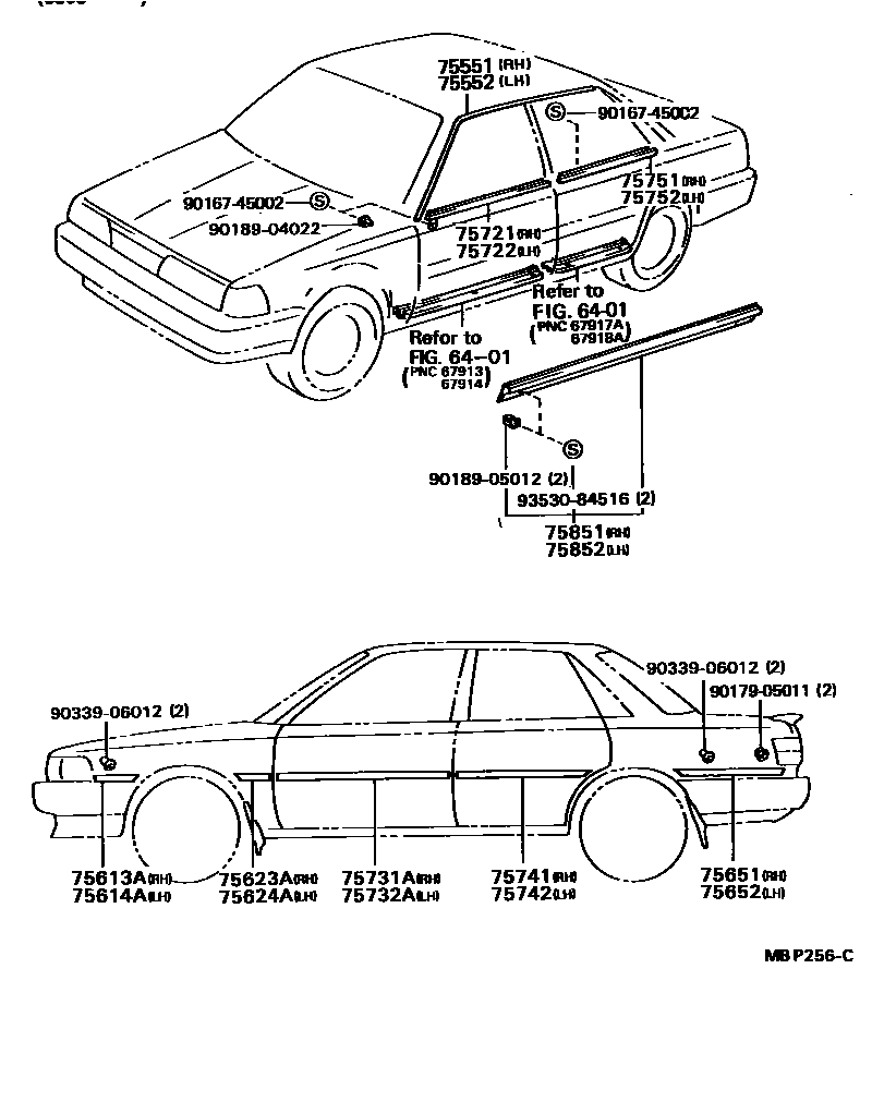 Toyota CAMRY 侧防护条 EPC diagram — MBP256C