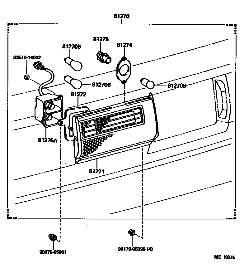Toyota CAMRY 后牌照灯 EPC diagram — MEK875